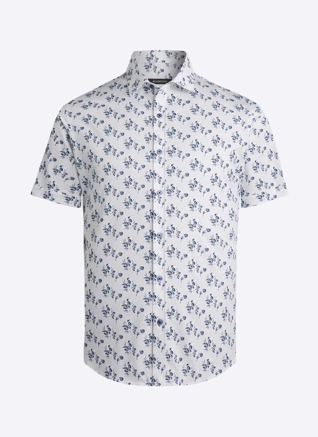 Bugatchi | Short Sleeve Knit Shirt | Chalk Floral
