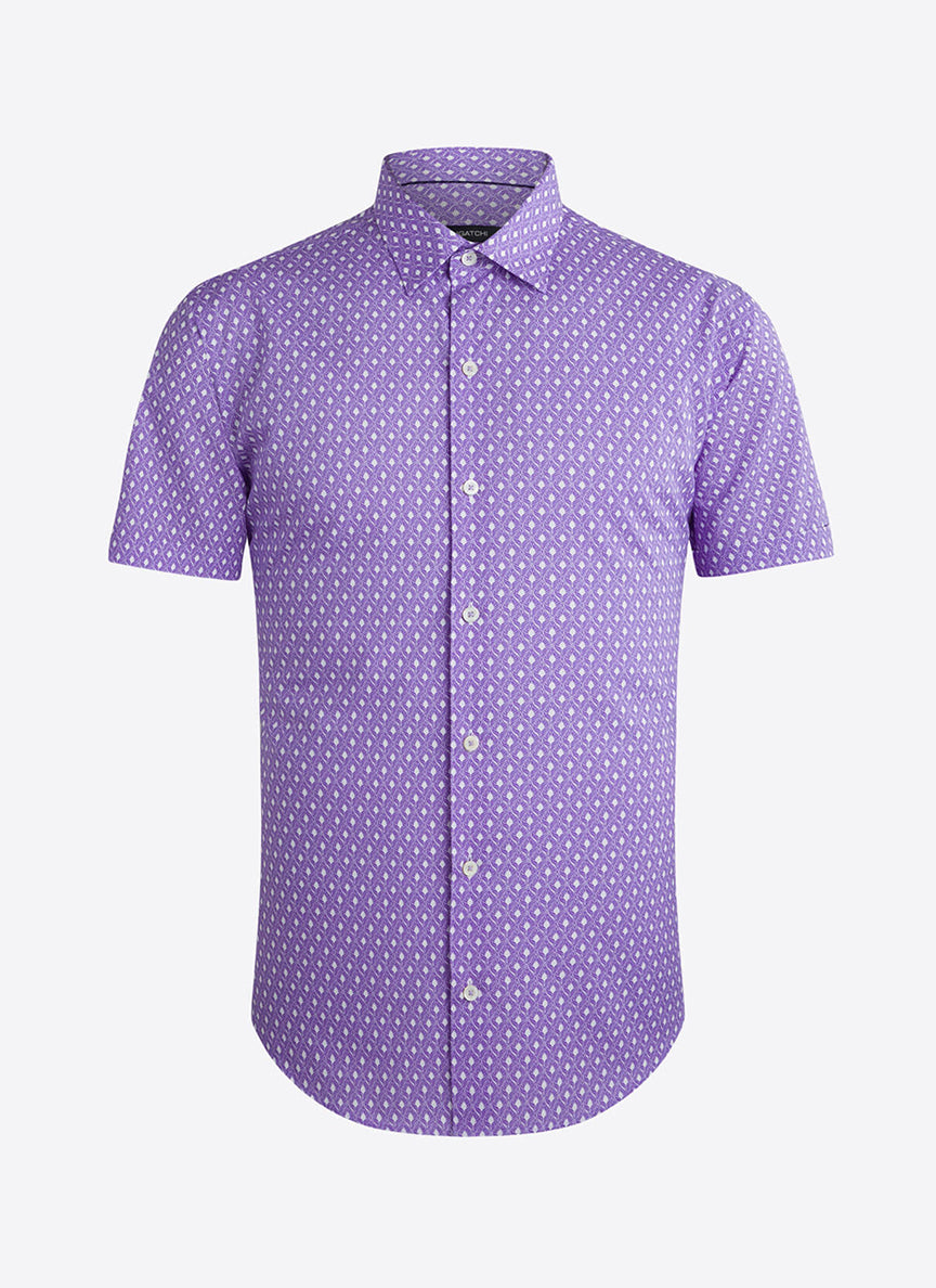 Bugatchi | Short Sleeve Woven Shirt | Amethyst