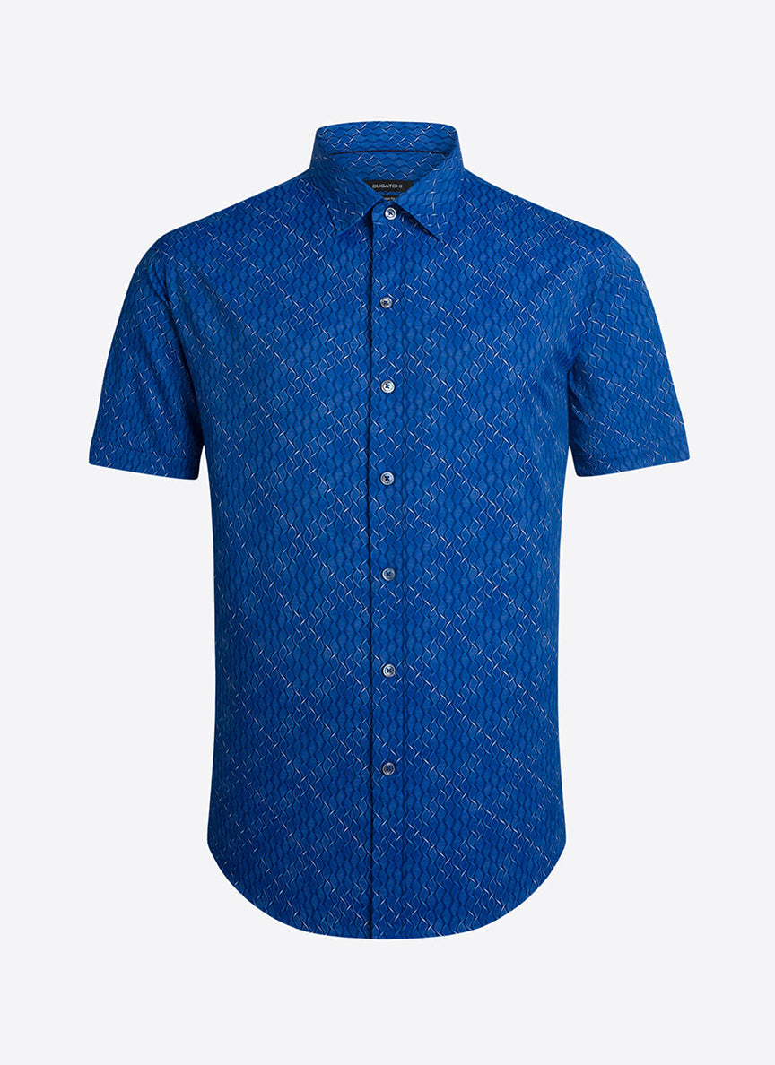 Bugatchi | Short Sleeve Perform Shirt | Alfa Blue