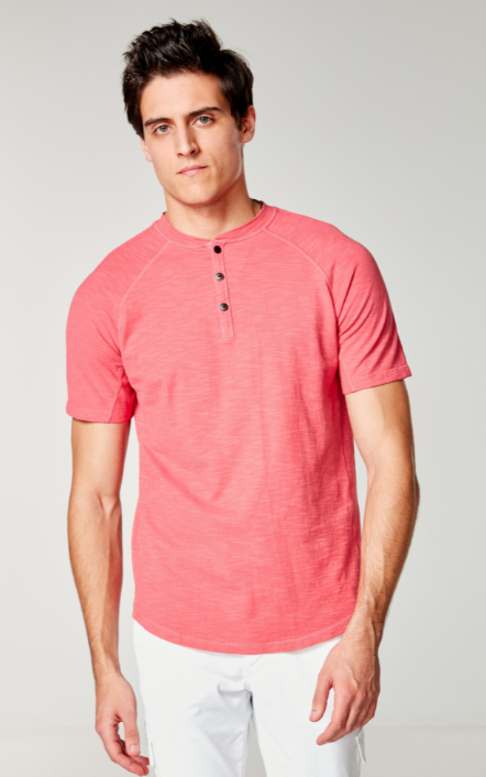 Good Man | Soft Slub Jersey Henley| Watermelon