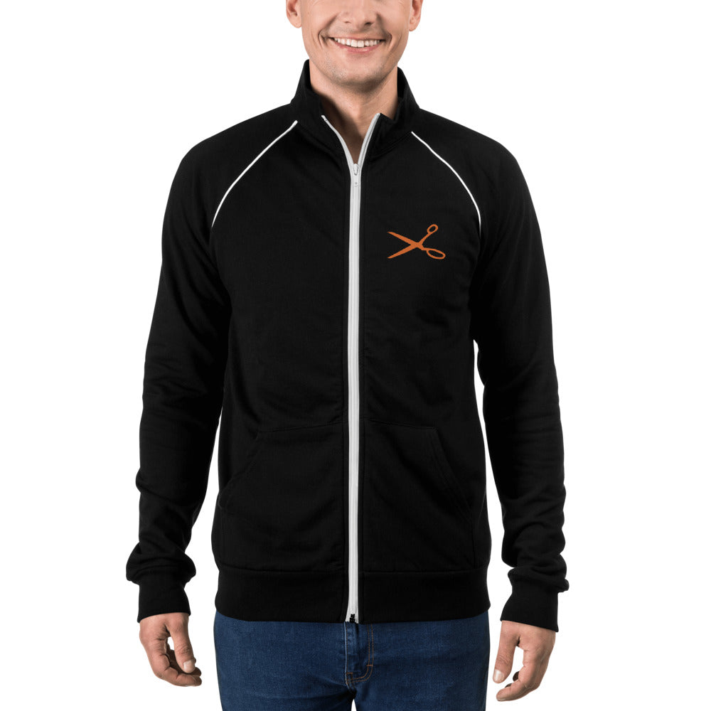 Orange Scissors Piped Fleece Jacket