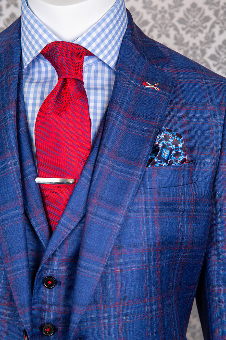 Medium Blue with Red Window Pane
