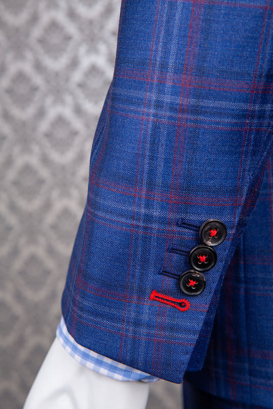 Medium Blue with Red Window Pane