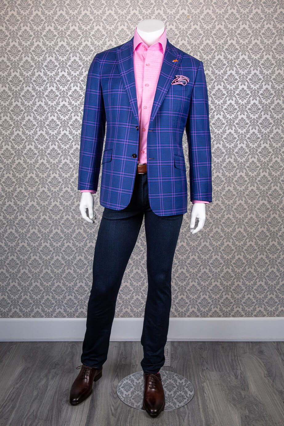 Navy with Fuchsia Pink Plaid