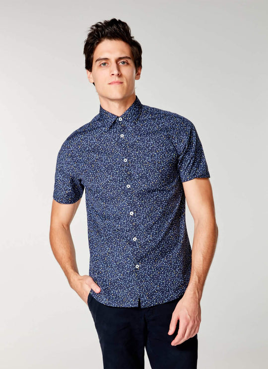 Good Man | Woven On-Point Shirt | Blue Topaz Organic Micro Dot