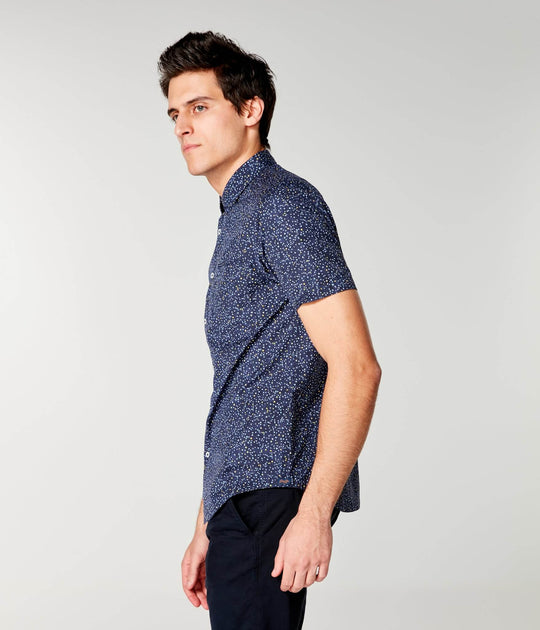 Good Man | Woven On-Point Shirt | Blue Topaz Organic Micro Dot