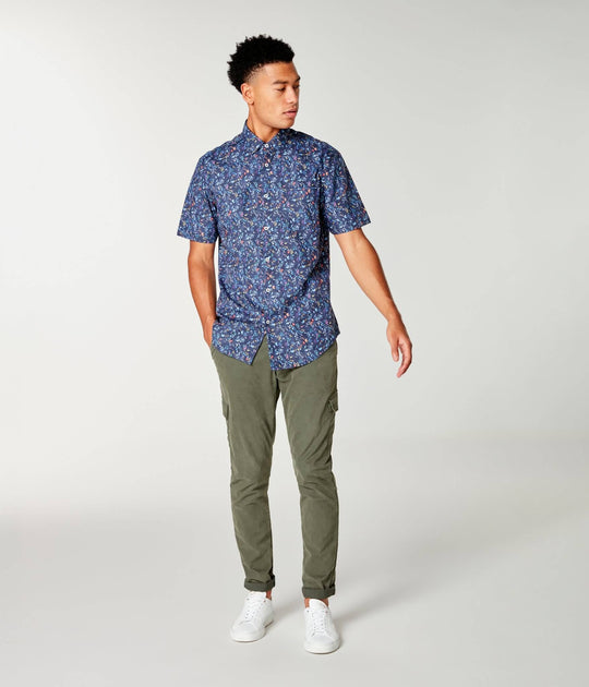 Good Man | Woven On-Point Shirt | Navy Blue Jay Vine Floral