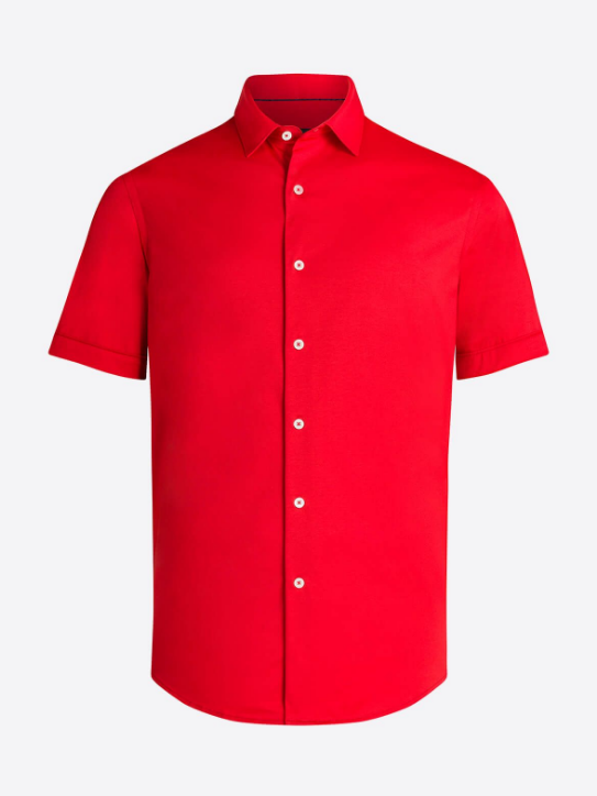 Bugatchi | OOOHCOTTON TECH SS SHIRT | Ruby
