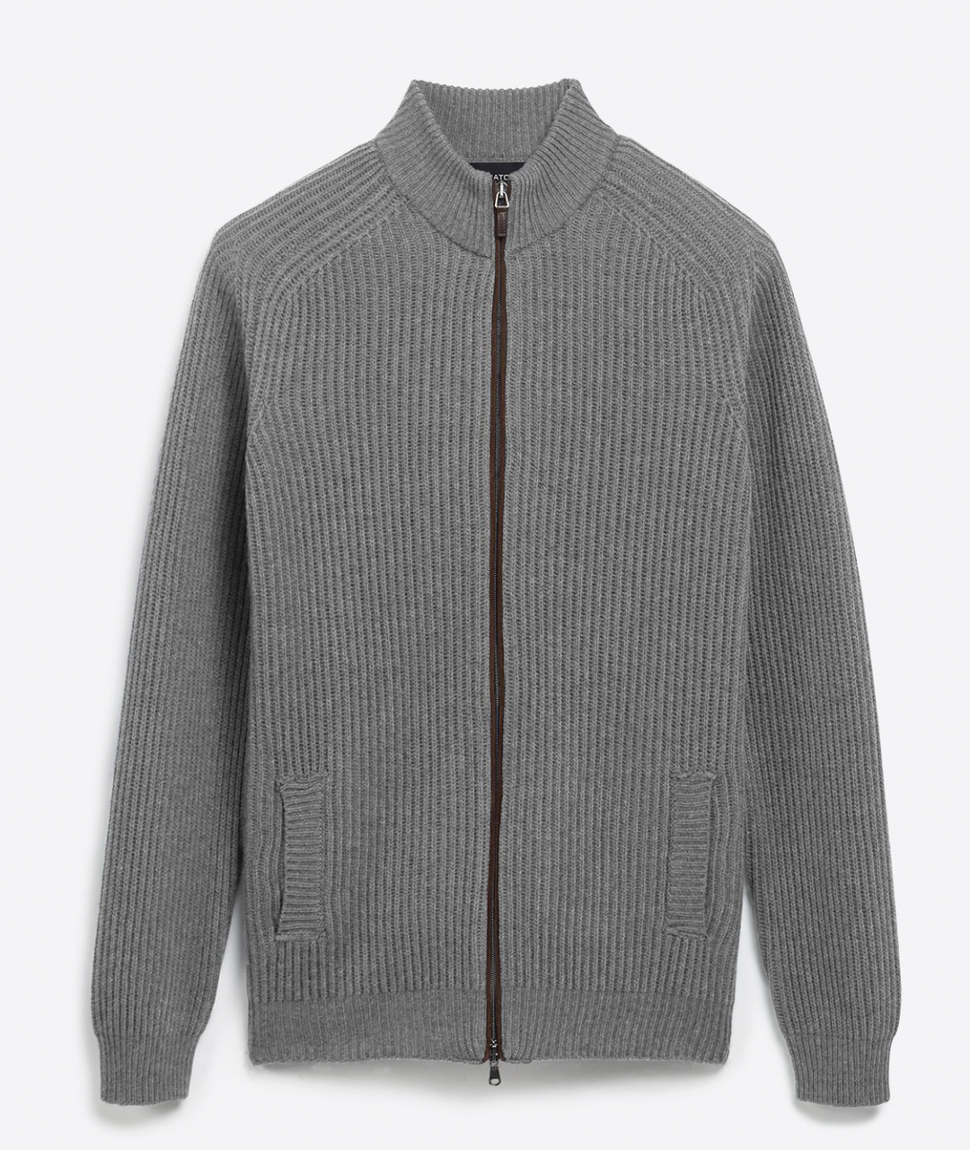 Bugatchi | L/S FULL ZIP SWEATER | CEMENT