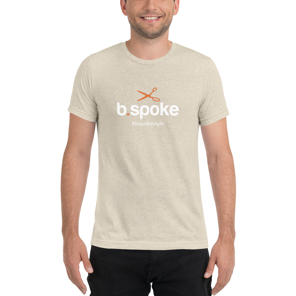 Super-Soft b.spoke logo w/hashtag w/ orange scissors t-shirt