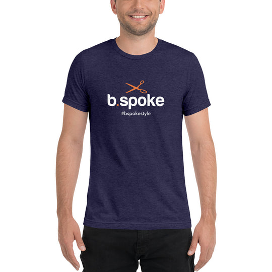 Super-Soft b.spoke logo w/hashtag w/ orange scissors t-shirt